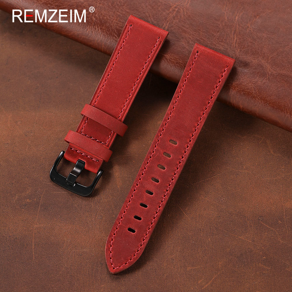 Suede Strap Watch - สายนาฬิกาหนังแท้ลายคลาสสิคสำหรับผู้ชาย แบบ Crazy Horse ผิวสัมผัสแบบด้าน แบบปลดเร็ว