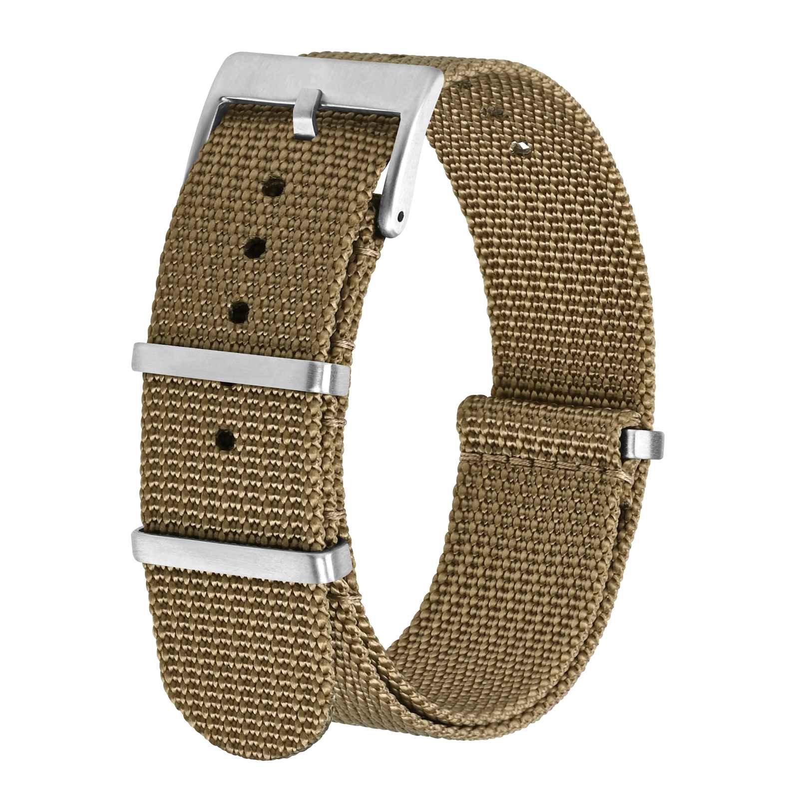 Nato Strap Nylon - BISONSTRAP นาฬิกาผู้ชาย 18 มม.20 มม.22 มม.ชิ้นสายไนลอนปรับและเปลี่ยนนาฬิกาอุปกรณ์เสริมหัวเข็มขัดเงิน