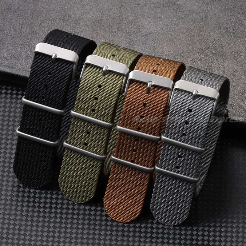 Nato Strap Nylon - สายนาฬิกาไนลอนแบบริบ18มม. 20มม. 22มม. 22มม. สำหรับผู้ชายสายรัดสำหรับกีฬาทหารสำหรับ Seiko