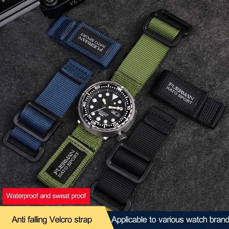 Nato Strap Nylon - สายนาฬิกานาโตไนลอนยอดนิยมสำหรับ Seiko No. 5 007สายนาฬิกาข้อมือแนวสปอร์ตซีรีส์20มม. 22มม.