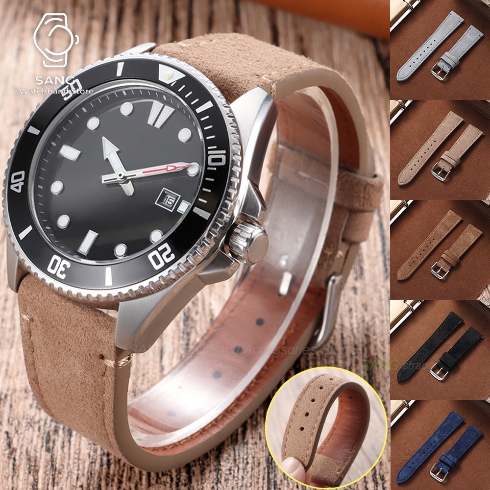 Suede Strap Watch - สายนาฬิกาหนังวัวแท้แบบวินเทจ ขนาด 20 มม. 22 มม.