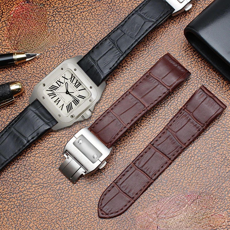 สายนาฬิกาหนังแท้สําหรับ Cartie - Cartier Watch Santos บทวิจารณ์และราคา