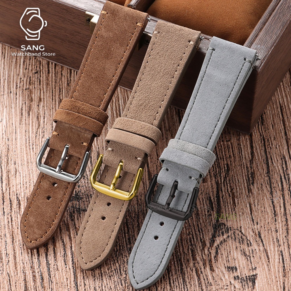 สายนาฬิกาหนังวัวแท้แบบวินเทจ ข - Suede Strap Watch บทวิจารณ์และราคา
